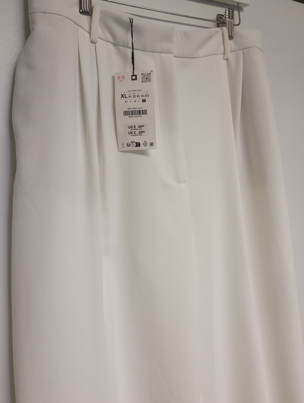 NWT Zara High Waist Wide LegPants in Oyster White XL - Picture 6 of 9